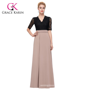 GK Occident Frauen Half Sleeve Lace Splicing High Split Lange Mode Kleid CL009717-1